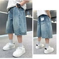 thumbnail image 5 of XXWXYD Boys Baggy Jean Shorts Vintage Loose Fit Wide Leg Long Denim Shorts Y2𝗄 Streetwear Hi𝗉 Hop Below Knee Jorts Jeans Summer Boy Cargo Bermud𝖺 Shorts, 5 of 8