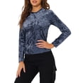 thumbnail image 4 of INSPIRE CHIC T-Shirts en Velours pour Femmes Col Rond Manches Longues Décontracté TP Gris Bleu, 4 of 7