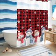 thumbnail image 5 of No Hook Shower Curtain with Built-in Rings - Snowman Friends Christmas Washable Waterproof Fabric Bathroom Curtains for Hotel,Rentals, 72 X 84 Inch Extra Long , Red Black Check Plaid Snowfalke, 5 of 9