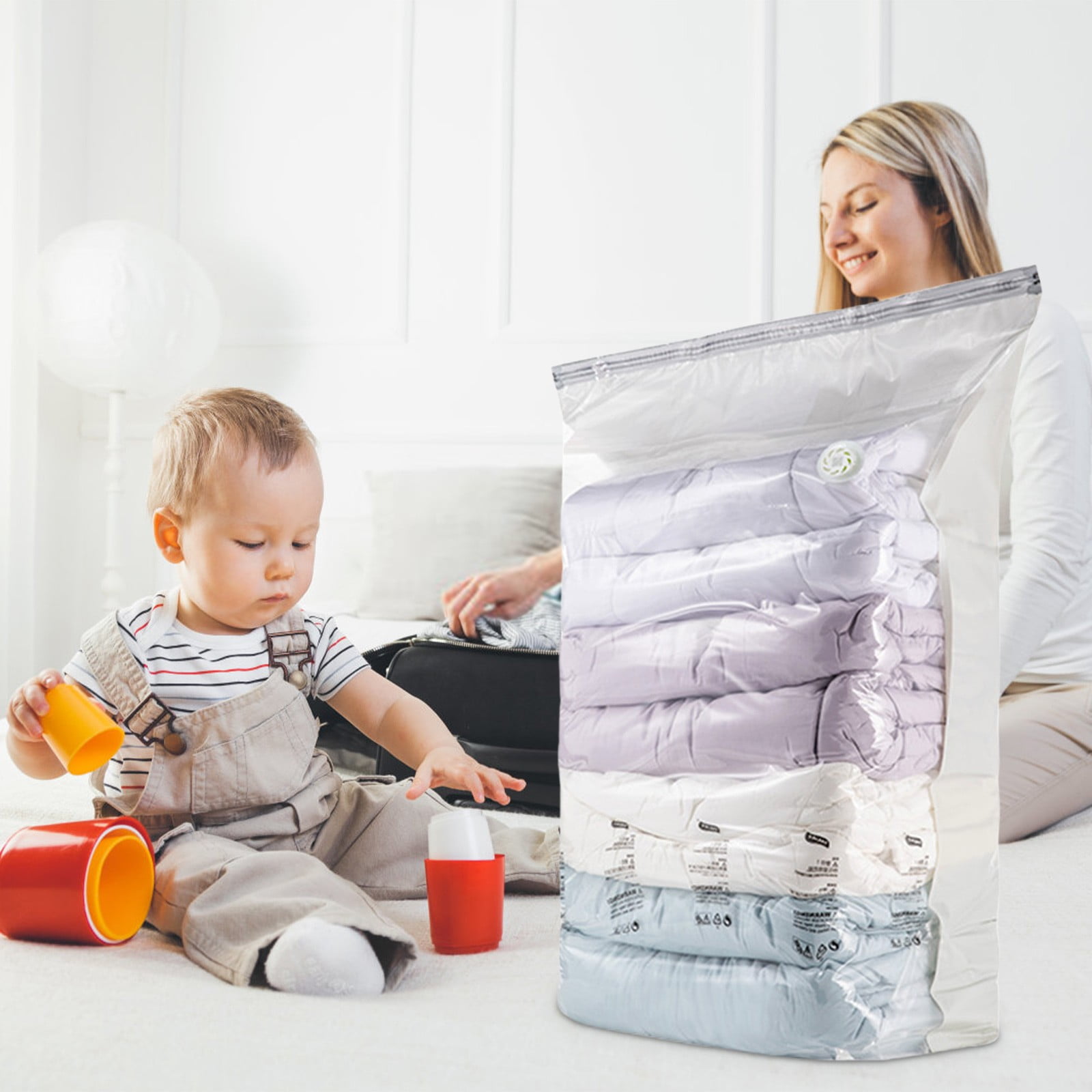 Lot De 20 Sacs De Rangement Sous Vide (4 Jumbo/4 Grand/4 Moyens/4 Petits/4 Rouleaux M) Sacs économiseurs D'espace, Sacs Sous Vide Avec Pompe à Main Pour Couettes, Couvertures, Literie, Oreillers Et