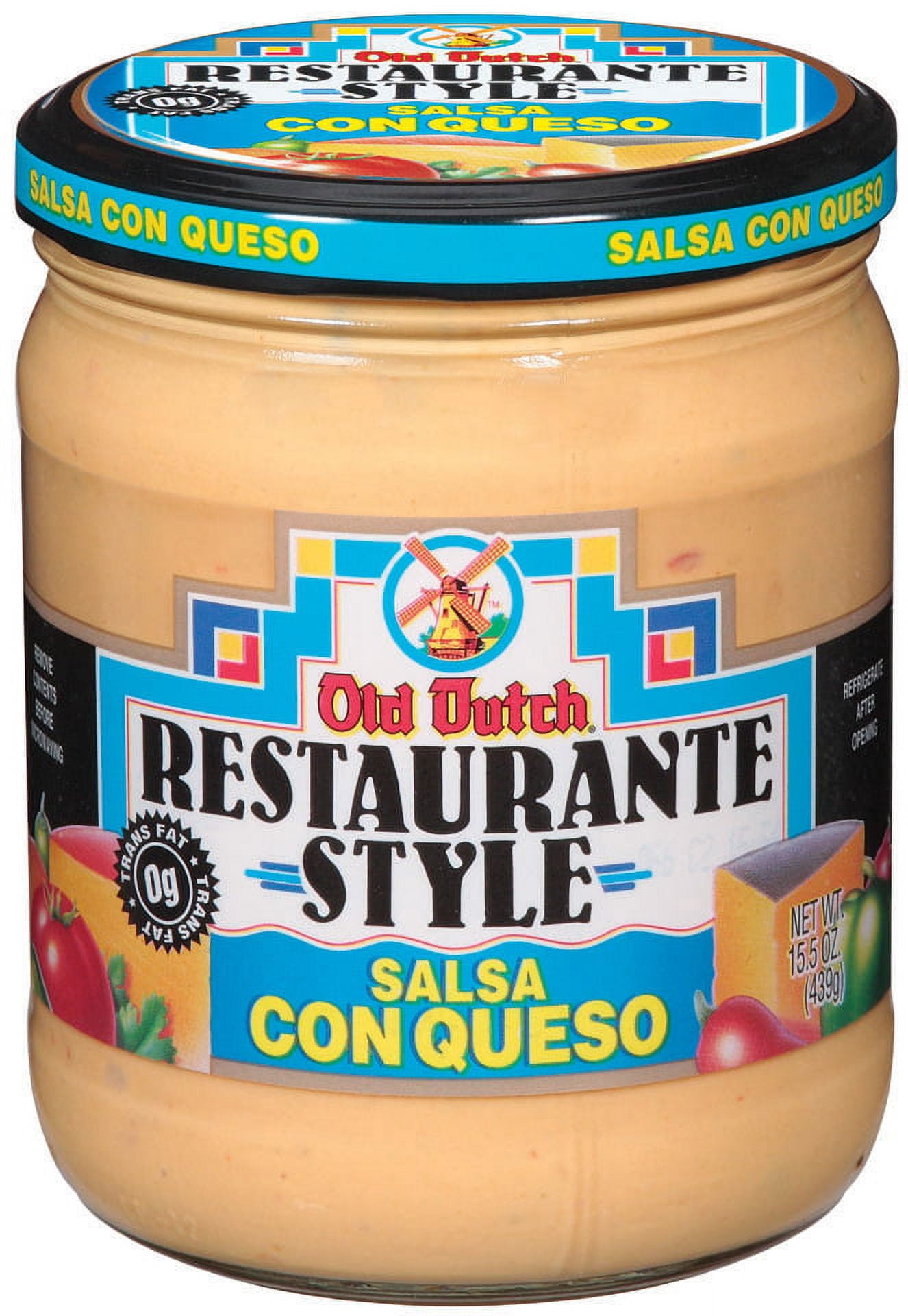 Old Dutch Restaurante Style Salsa Con Queso Cheese Dip with Resealable Lid, 15.5 oz