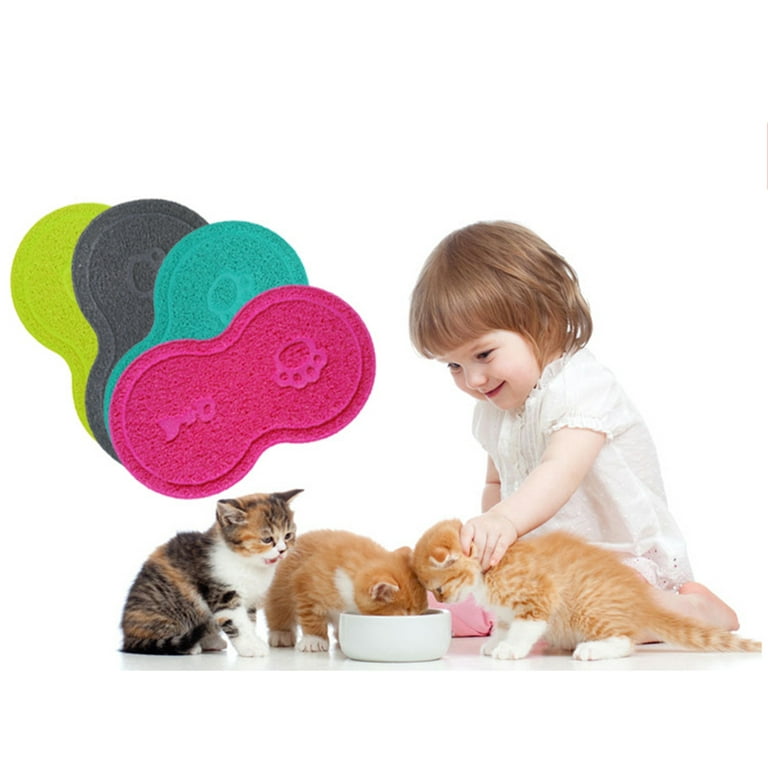 Cute Cat PVC Food Bowl Pad Non-slip Food Mat for Dog Cat Puppy 