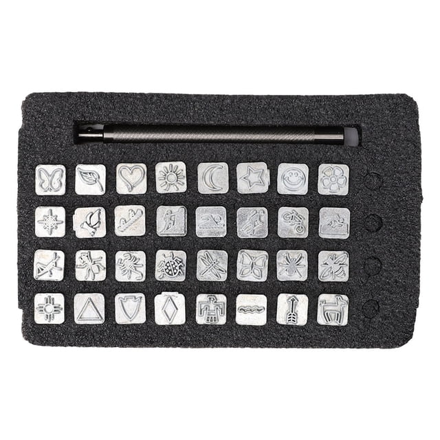 32 Uds. Juego de herramientas de estampado para manualidades de cuero con estampado de plantas y animales de dibujos animados