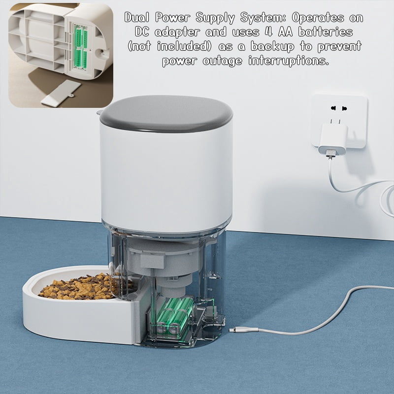 Automatic Cat Feeder, 4L Dog Food Dispenser with WiFi APP Control, Timed Pet Feeder for Cats and Small Dogs, Programmable Portion Control with Slow Feed Mode