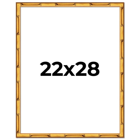 22x28 Frame Gold Bamboo Solid Wood Picture Frame | 0.75 Inch Moulding Width | Interior Frame Depth