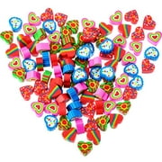 100 Pieces Mini Erasers Assortment Colorful Heart Erasers Novelty Heart Erasers for Party Favors Homework Rewards Gift Filling and Art Supplies (Style 1 100 Pieces)