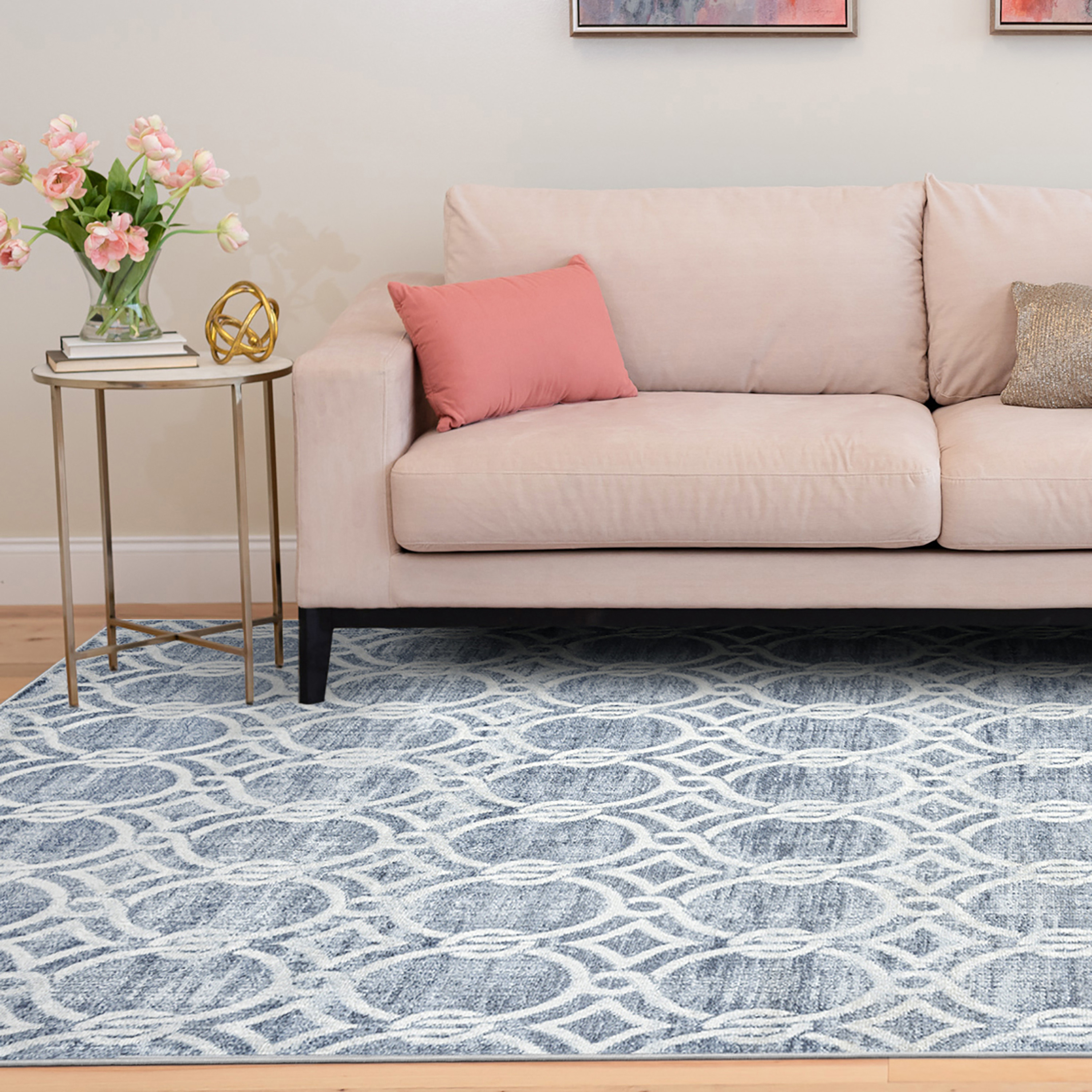 Allure Transitional 8' x 10' Navy and Cream Polypropylene Indoor Area Rug