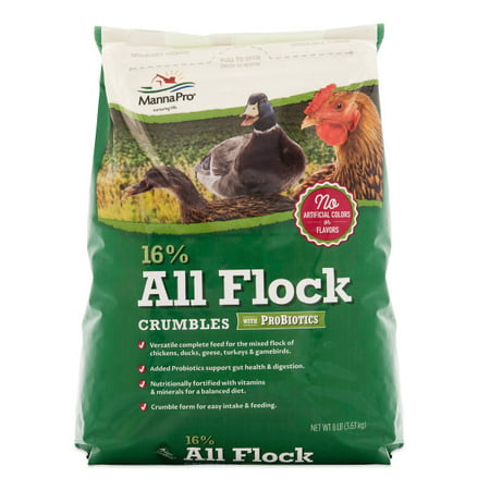 Manna Pro 16% All Flock with Probiotic Chicken Feed, 8