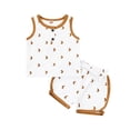 thumbnail image 1 of EIMELI Ensemble de Vêtements pour Enfants Sans Manches Col Rond Débardeur+shorts à Lacets Imprimé Lune Été, 1 of 10