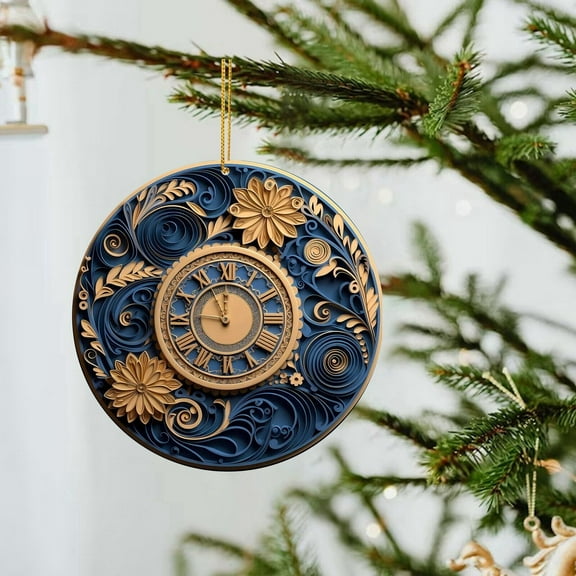 YOHAVEN Christmas Mysterious Navy Blue and Gold Pendant, Acrylic Christmas Tree Decoration, Elegant Holiday Ornaments, Perfect for Christmas Tree, Unique Christmas Gifts for Home Decor