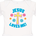 thumbnail image 4 of Inktastic Easter Jesus Loves Me with Cross and Flowers Boys or Girls Long Sleeve Baby Bodysuit, 4 of 5