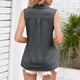 thumbnail image 4 of Mujer Cuello vuelto Camiseta sin mangas Cuello en V Color liso Blusa sin mangas plisada media Gris L, 4 of 6