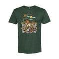 thumbnail image 2 of Wild Bobby Trendy Landscape With Daisies Cactus Monarch Butterfly Nature Lover Men Premium Tri Blend Tee, Forest Green, Large, 2 of 6