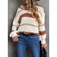 thumbnail image 4 of Asyoly Women Color Block Striped Sweater Long Sleeve Deep V Neck Knit Pullover Oversized Jumper Loose Tops S-XXL, 4 of 6