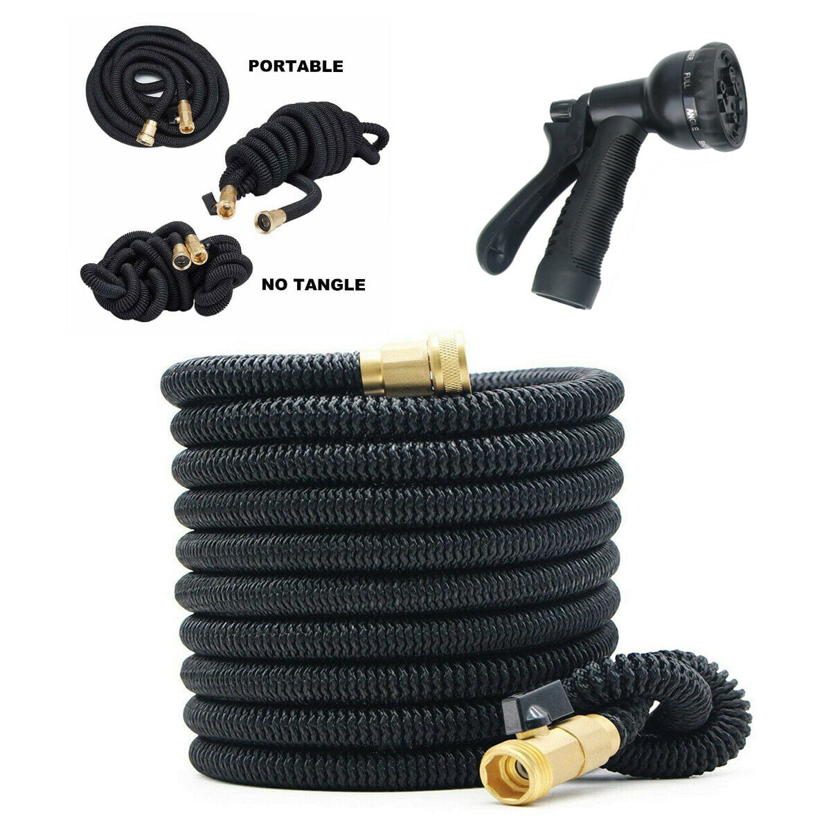 5 in 1 Deluxe 25 75 Ft Expandable Flexible Garden Water Hose Holder Spray Nozzle 