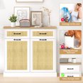 thumbnail image 3 of 10 Gallon Trash Can Cabinet with Drawers,Natural Rattan Freestanding Trash Can Cabinet,Recycling Can Cabinet,White, 3 of 7