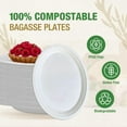 thumbnail image 2 of VIVOSPROUT Platos de Papel Compostables Desechables de 6 Pulgadas [Paquete de 125], Resistentes, Ecológicos, Hechos con Bagazo Biodegradable para Fiestas y Picnics (Blanco Ecológico)., 2 of 8
