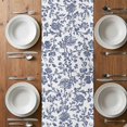 thumbnail image 5 of Blue Flower Short Table Runner 36 Inches Long,Spring Leaf Vintage Farmhouse Boho Plant Cotton Linen Table Runners Dresser Scarves,Fabric Tabletop Scarf Furniture Cover for Home Dinner Party 13"x36", 5 of 9