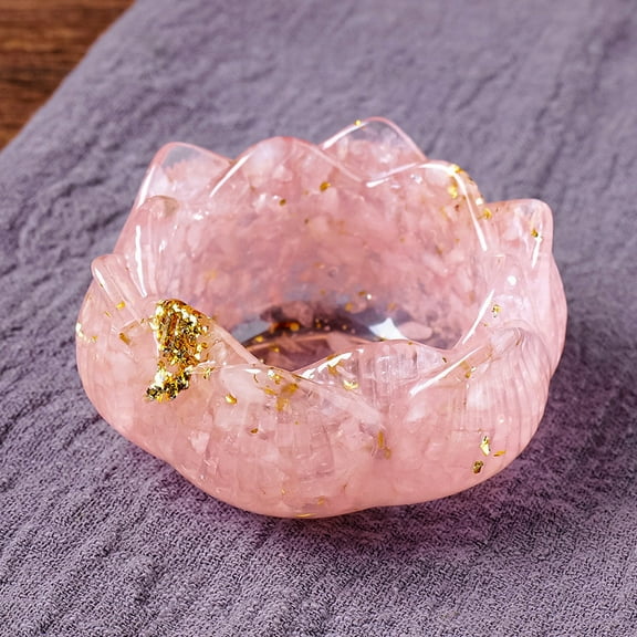Resin Incense Burners Lotus Incense Holders with Natural Rose Quartz Chips inside Home Office Teahouse Zen Buddhist Supplies 78x78x38mm Inner Diameter: 53mm