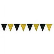 Club Pack of 12 Black & Gold Outdoor Pennant Banner Hanging Party Decorations 12'