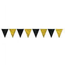 Club Pack of 12 Black & Gold Outdoor Pennant Banner Hanging Party Decorations 12'