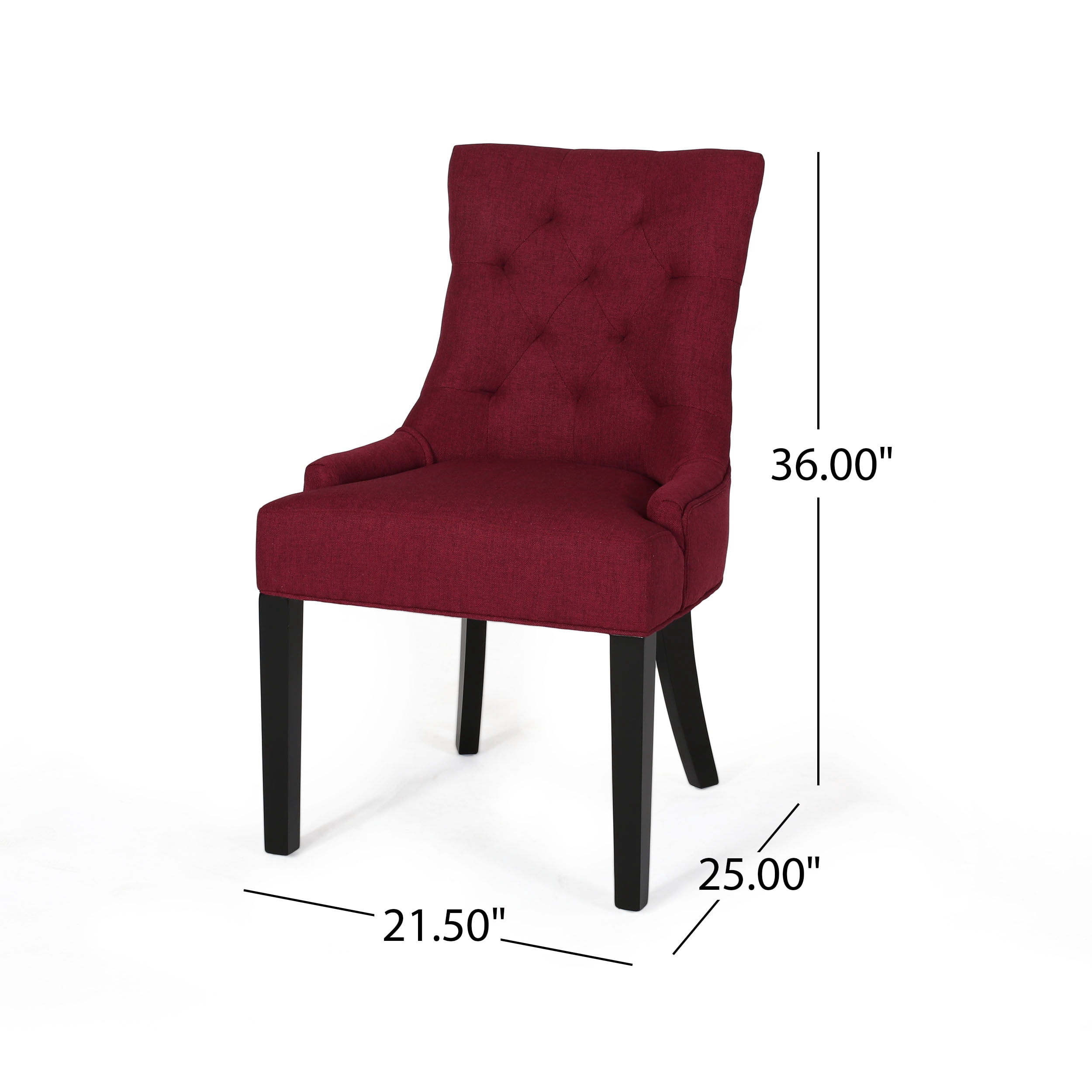 Noble House Byron Fabric Dining Chairs, Set of 2, Deep Red, Dark Brown