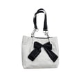 thumbnail image 3 of Abbraccia Womens PU Leather Tote Bag Large Capacity Totes Pouch Bow Decor Shopping Bag White, 3 of 9