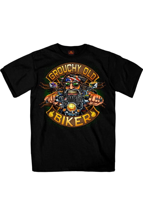 GMS1508 Men's 'Grouchy Old Biker' Black Biker T-Shirt 2X-Large