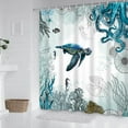 thumbnail image 3 of SUNOLIFE Sea Turtle Shower Curtain,Ocean Nautical Coastal Octopus Fabric Bathroom Curtain with Hooks,60x72 in, 3 of 4