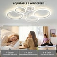 thumbnail image 5 of Garwarm Modern Ceiling Fans with Lights and Remote, 39" Flush Mount LED Ceiling Fan 6 Speed Dimmable Reversible Low Profile Ceiling Fan for Bedroom Living Room, White, 5 of 10