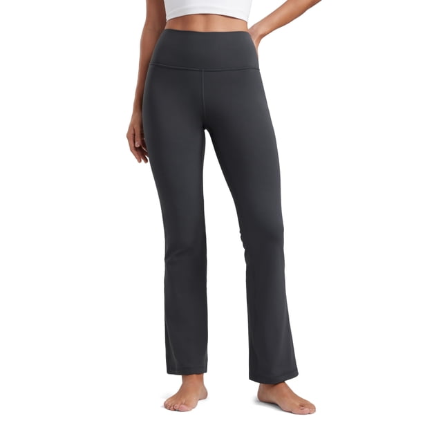 Pantalones CRZ YOGA Butterluxe tiro alto acampanados gris talla S 29"