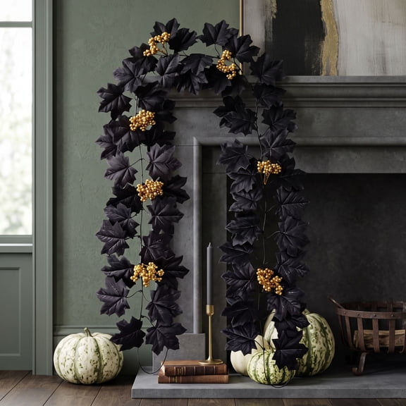 Fall Thanksgiving Halloween Decoration for Home Indoor Outdoor Clearance Under $15.00! Halloween Artificial Maple Leaf Rattan Decor