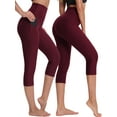 thumbnail image 5 of NELEUS Womens High Waist Yoga Capris Tummy Control Workout Stretch Capri Leggings with Pockets,Black+Gray+Red,US Size L, 5 of 6