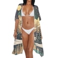 thumbnail image 3 of HELLHERO Lightweight Bathing Suit Cover Up for Summer Polyester Elegant Long Kimono Swimsuit Cover Up Snowy Mountain Starlit Sky Theme, 3 of 6