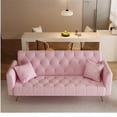 thumbnail image 3 of 71" Convertible Sofa Bed Folding Velvet Sofa with Adjustable Backrest in Pink, 3 of 9