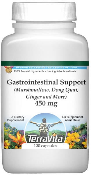 TerraVita Gastrointestinal Support - Marshmallow, Dong Quai, Ginger and More - 450 mg, (100 Capsules, 1-Pack, Zin: 512498)