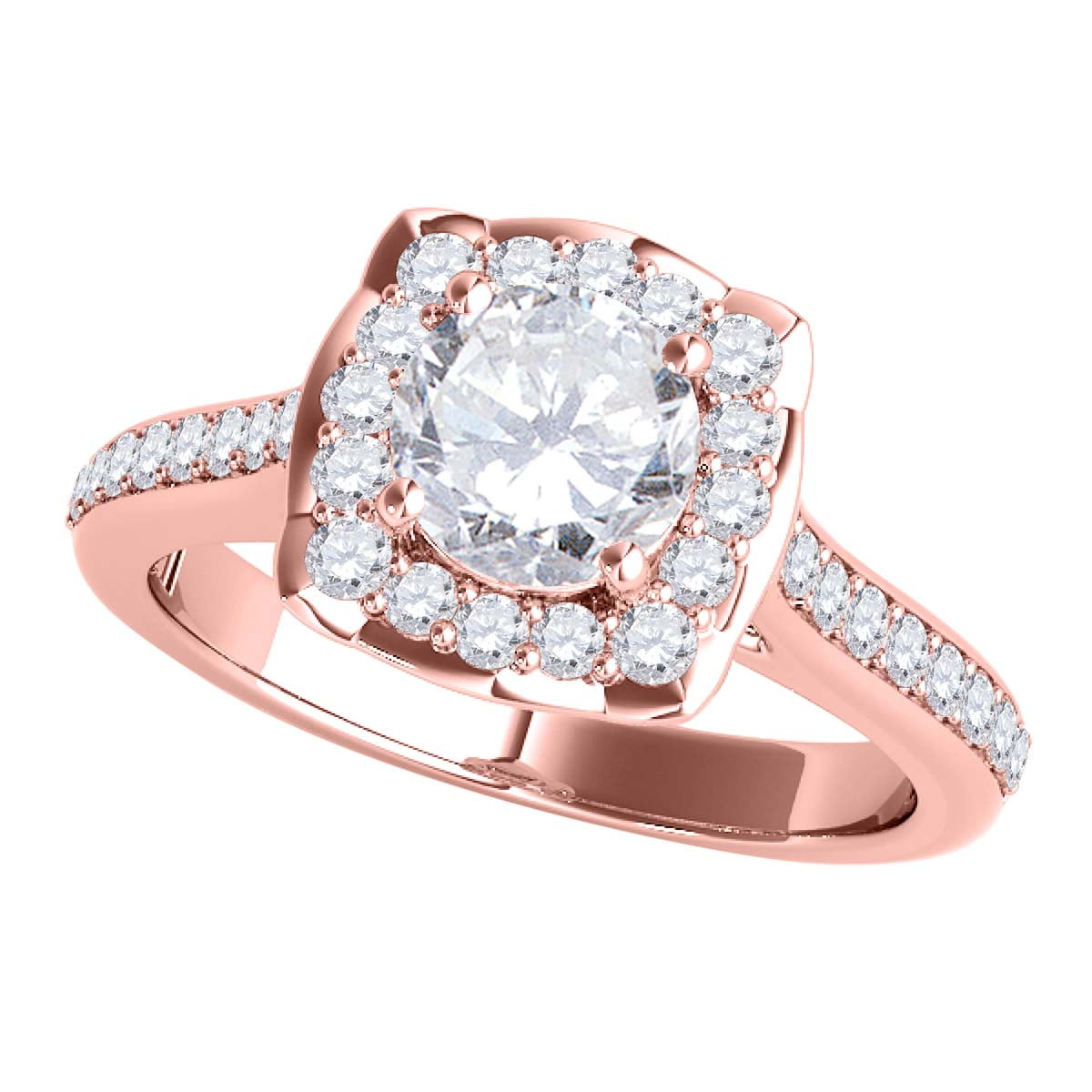 Gems and Jewels Forever 14K Rose Gold Finish Simulated Diamond Cluster Engagement Ring 0.25 ct