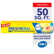 (2 pack) Glad Pressn Seal Food Plastic Wrap, 50 sq ft Roll