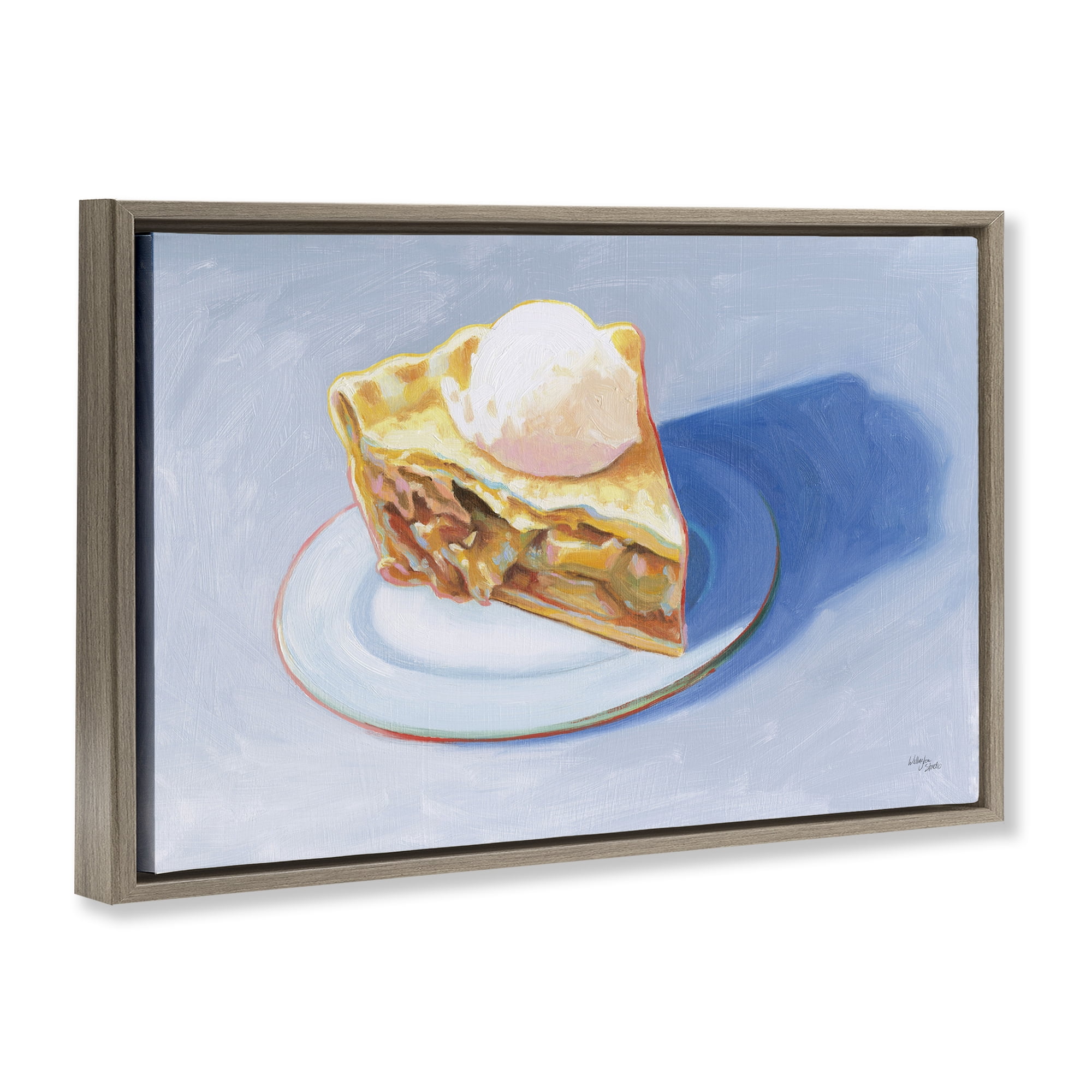 Stupell Industries Apple Pie Still Life Food & Beverage Painting Brown Floater Framed Canvas Art Print Wall Art, 25 x 17