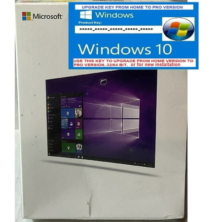 microsoft windows 10 pro 32/64 bit (retail key) for a new installation, & for upgrade from home to pro version(just the key card)...no return is accepted