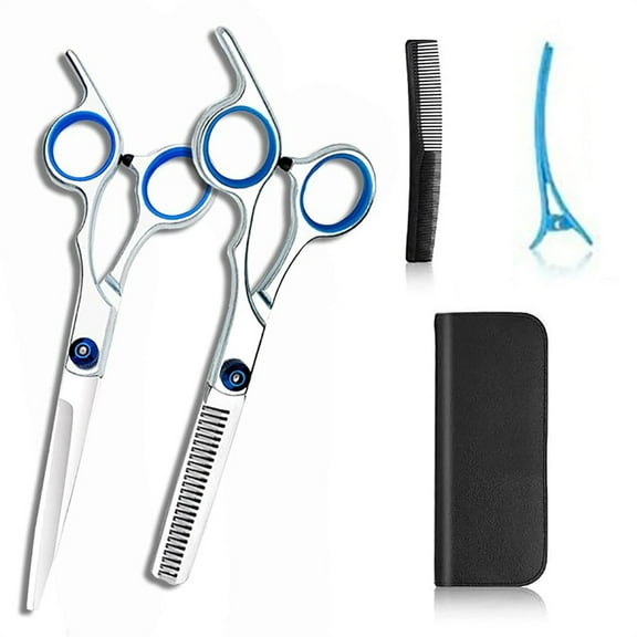 NOGIS Professional Hair Cutting Scissors Set, 5 Pcs Salon Hair Cutting Shears Set Kit,Barber Hairdressing Thinning Teeth Scissors for Men,Women, Kids,Children,Ladies