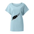 thumbnail image 4 of TSADFHJI Chandails en Molleton Femmes T-Shirt Imprimé Ample Décontracté Col Rond Manches Courtes T-Shirt Femmes P Bleu, 4 of 4