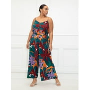 ELOQUII Elements Women's Plus Size Adjustable Easy Tank Jumpsuit