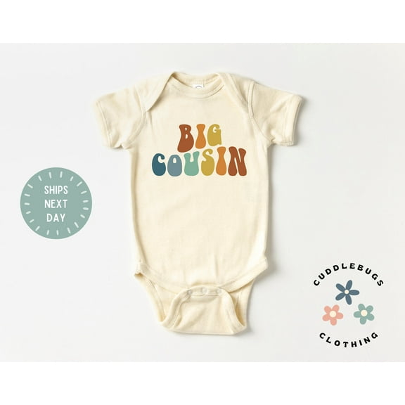 Big Cousin Baby Onesies Bodysuit, Retro Rainbow Big Cousin, Cousin Crew, Matching Cousins, Cool Baby Clothing, Cute Baby Onesie, BABY BODYSUIT LAT 4424