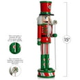 thumbnail image 6 of Ornativity Wooden Peppermint Christmas Nutcracker - Red, White and Green Glitter Candy Themed Holiday Nut Cracker Doll Figure Toy Soldier Decorations, 6 of 8