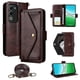 thumbnail image 1 of For Oppo A5 5G / 4G Leather Case Magnetic Closure Wallet Stand Phone Cover with Crossbody Strap Brown, 1 of 5
