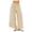 FV78_Beige, variant on Womens Summer Casual Striped Wide Leg Lounge Pants Elastic Waist Palazzo Trousers Lace Trim Cropped Slacks Khaki S