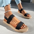 thumbnail image 4 of Dakaela Women's Flat Sandals Open Toe Elastic Ankle Strap Slip on Slides Braided Summer Beach Shoes, 4 of 8