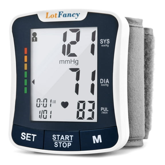 LotFancy Wrist Blood Pressure Monitor, Automatic Digital BP Cuff Monitor for Home Travel Use with Portable Case, Including CD Display Automatic Memory