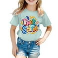 thumbnail image 4 of TIEVOSA T-Shirt Décontracté à Manches Courtes pour Filles Imprimé Dessin Animé Mignon Col Rond Confortable Respirant pour École Usage Quotidien Âges 3 13 pour 8-9 Ans (Vert Clair), 4 of 4